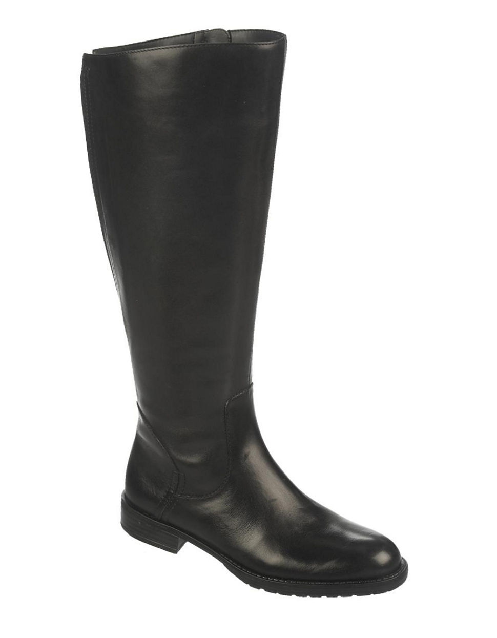 Franco Sarto Trooper Wide Calf Leather Boots in Black - Lyst