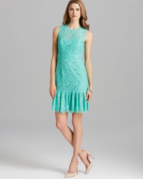shoshanna green eyelet dress