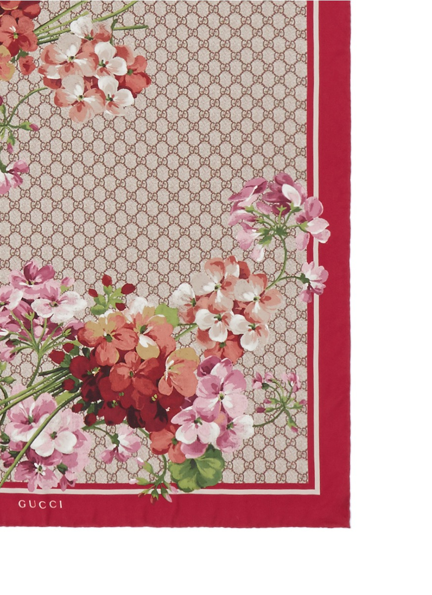 Gucci gg Blooms Monogram Floral Print Silk Scarf in 