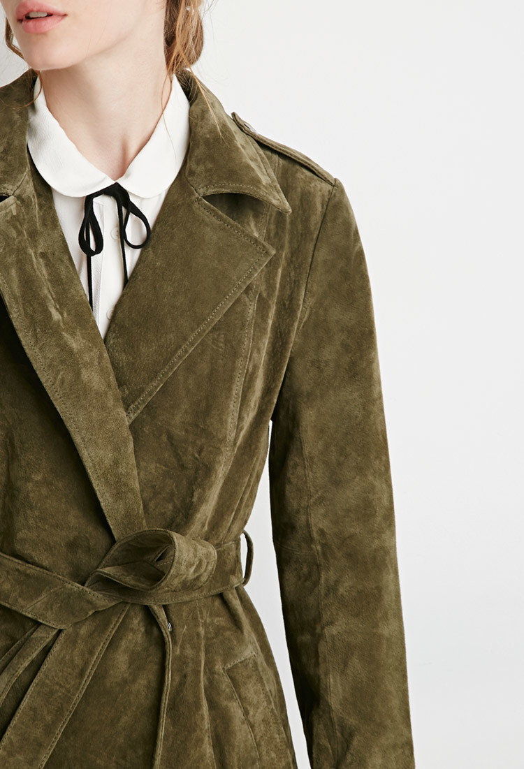 suede belted coat