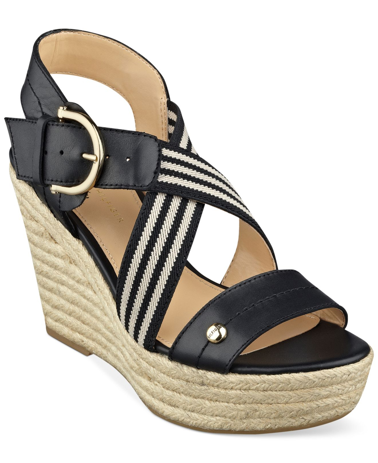 Lyst - Tommy hilfiger Women's Ignacia Platform Wedge Sandals in Black