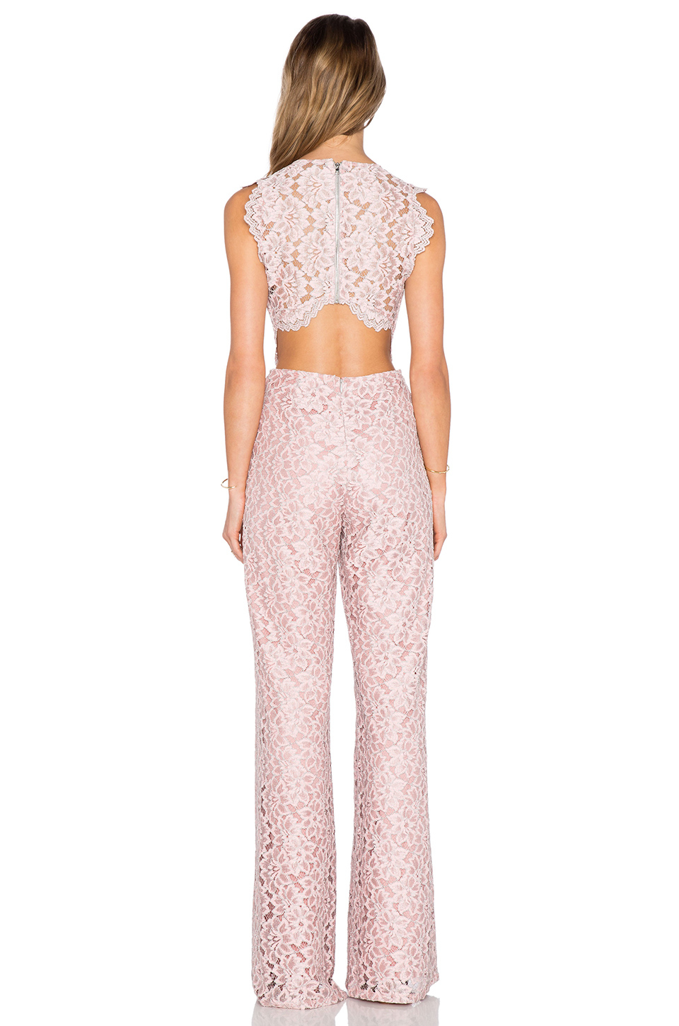 lace jumpsuit pink