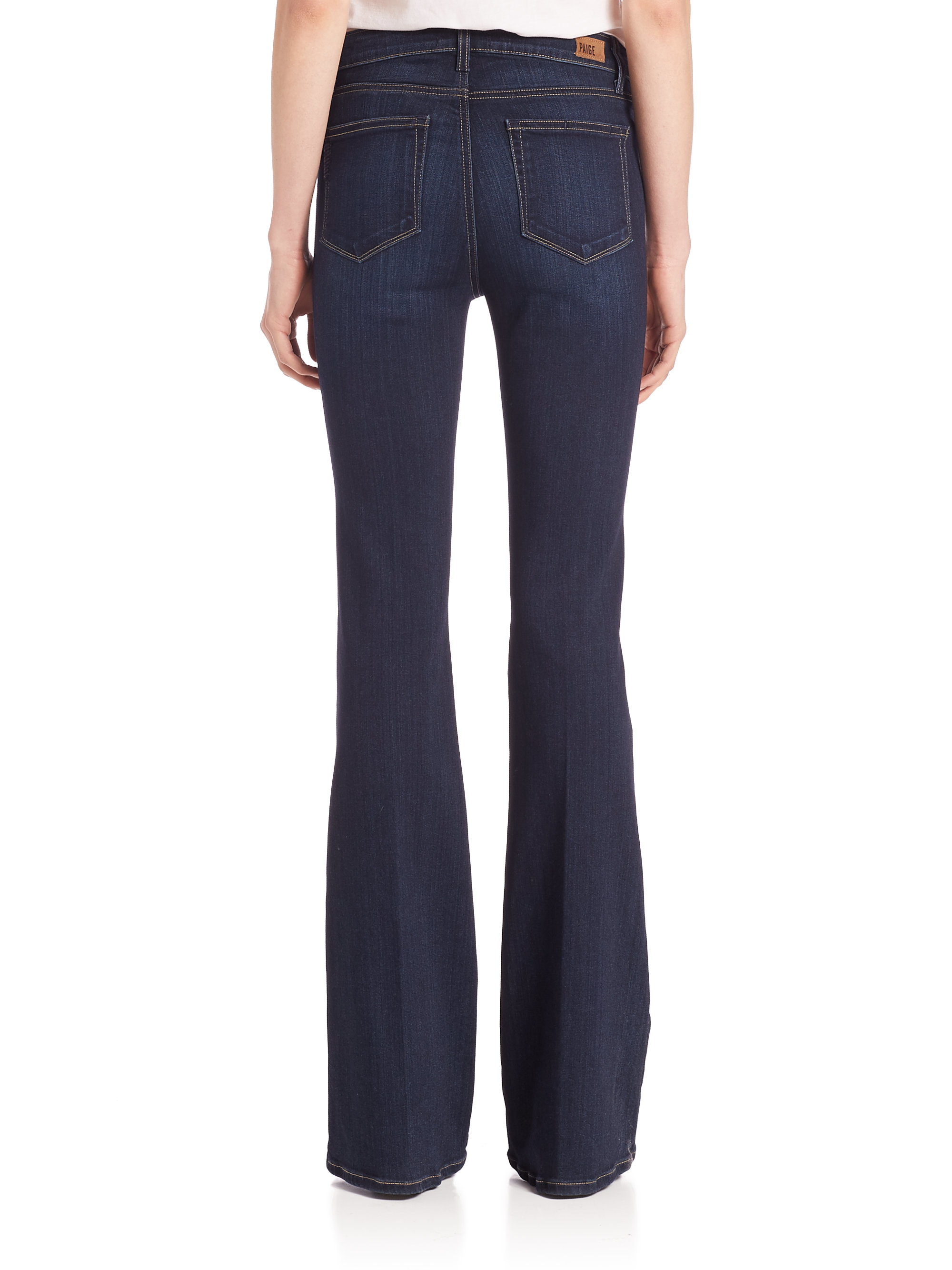 PAIGE High-rise Bell Flare Jeans Blue Lyst