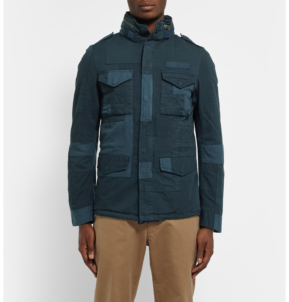 Beams Plus Patchwork M65 SlimFit Cotton Field Jacket in Blue for Men
