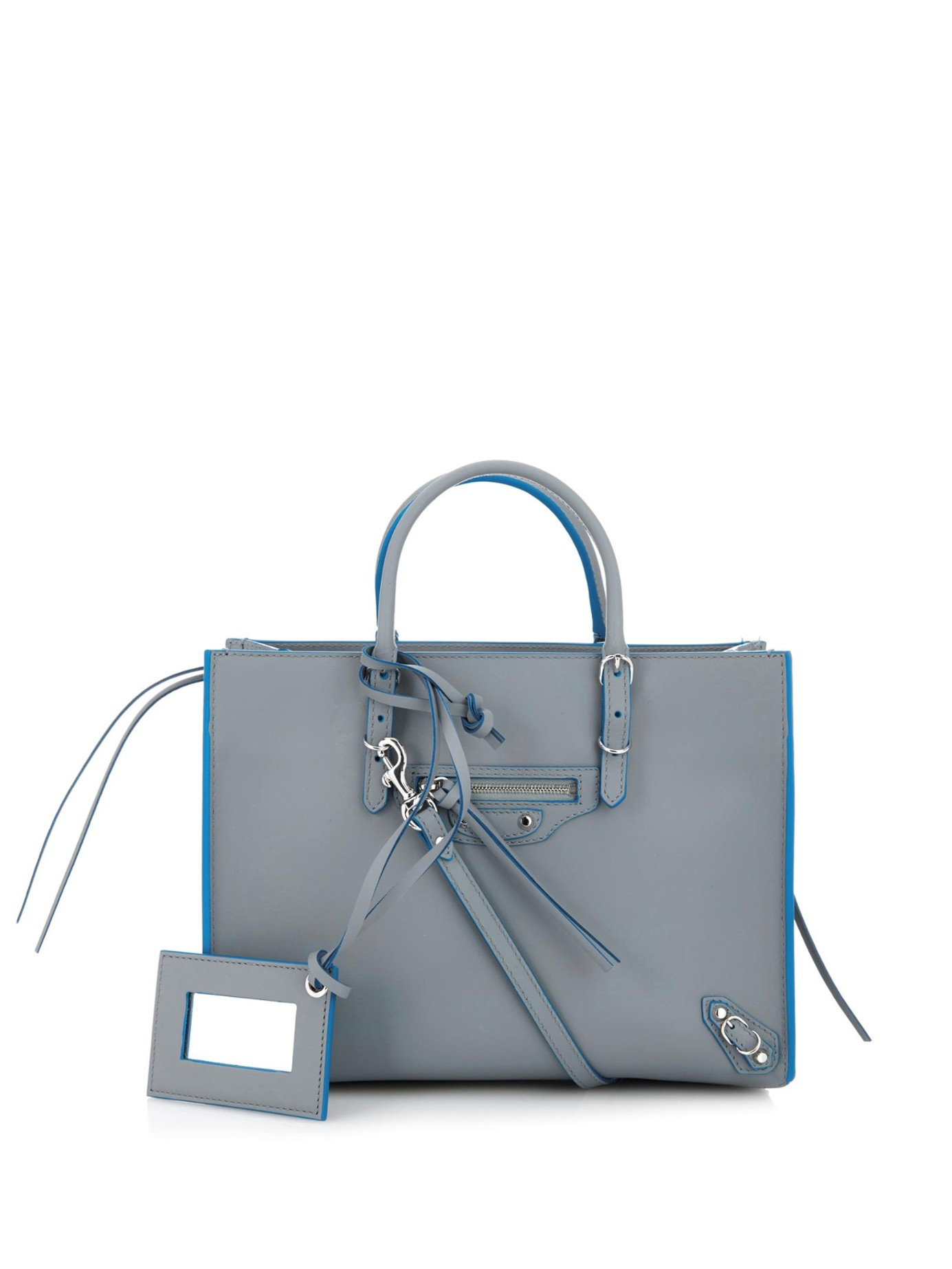 Balenciaga Women's Gray Papier A6 Zip-Around Leather Cross-Body Bag