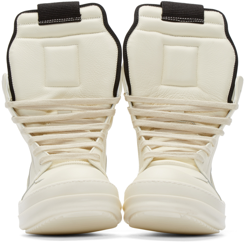 Rick Owens Cream Geobasket High-top Sneakers in Natural for  Rick Owens Beige and Cream Sneakers main image 0