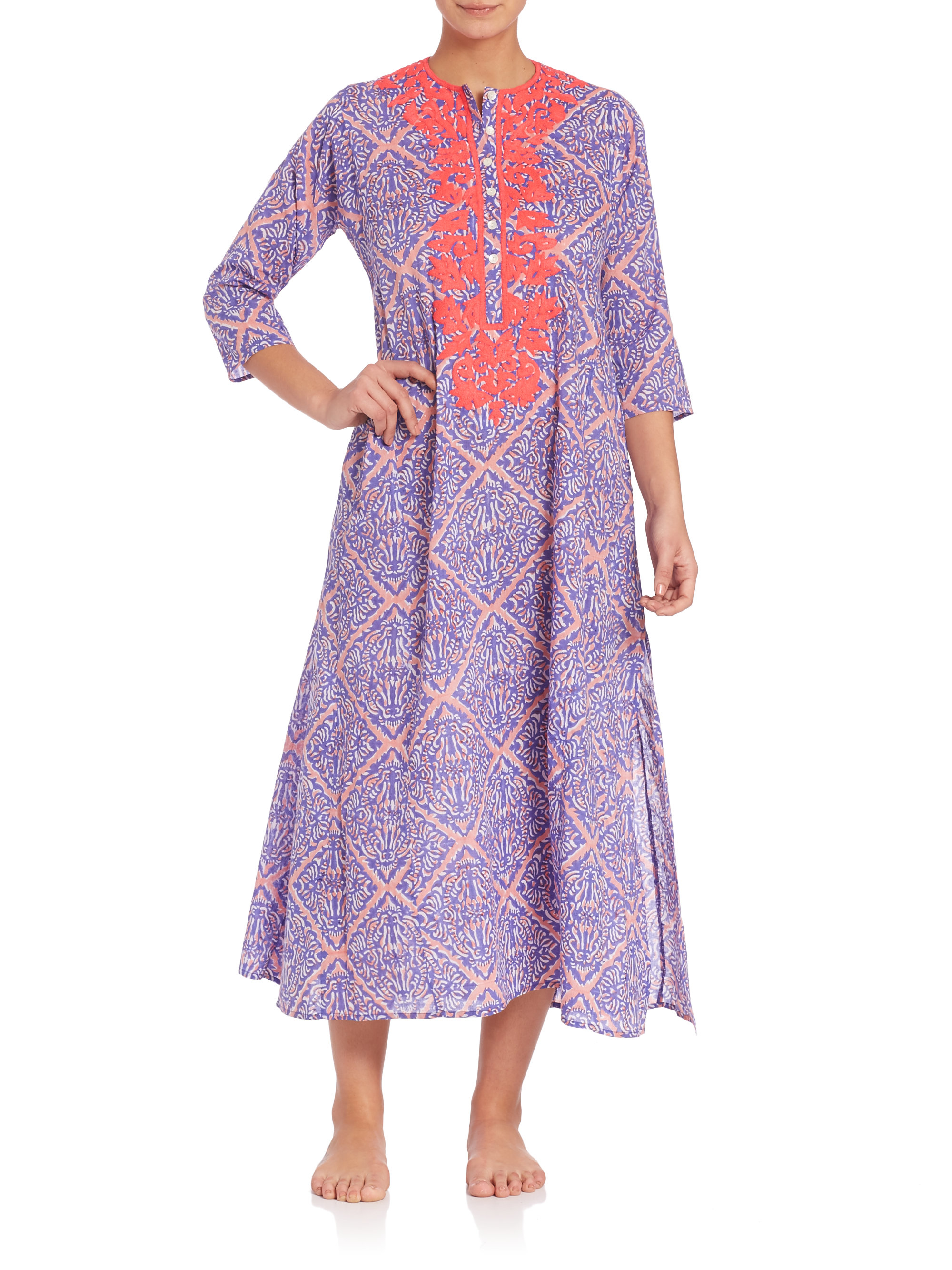 Roberta Roller Rabbit Inez Long Cotton Dress in Purple - Lyst