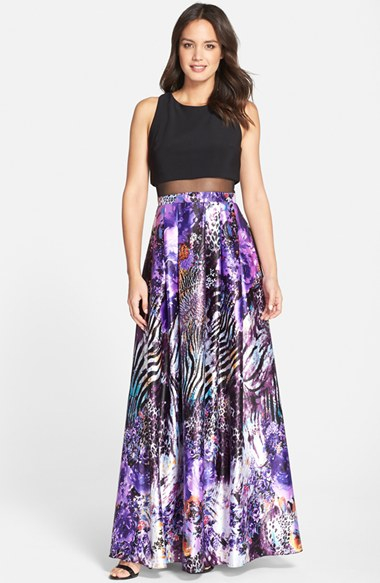 betsy and adam purple long dress