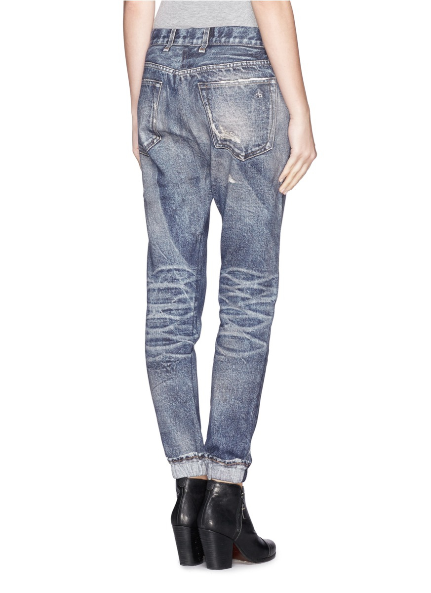 Rag & Bone 'pajama Jean' Denim Fake Print Sweatpants in Blue | Lyst