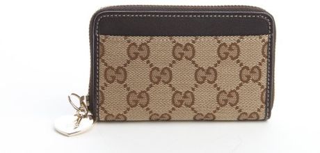 Gucci Brown and Beige Gg Canvas and Leather Keychain Wallet in Beige | Lyst