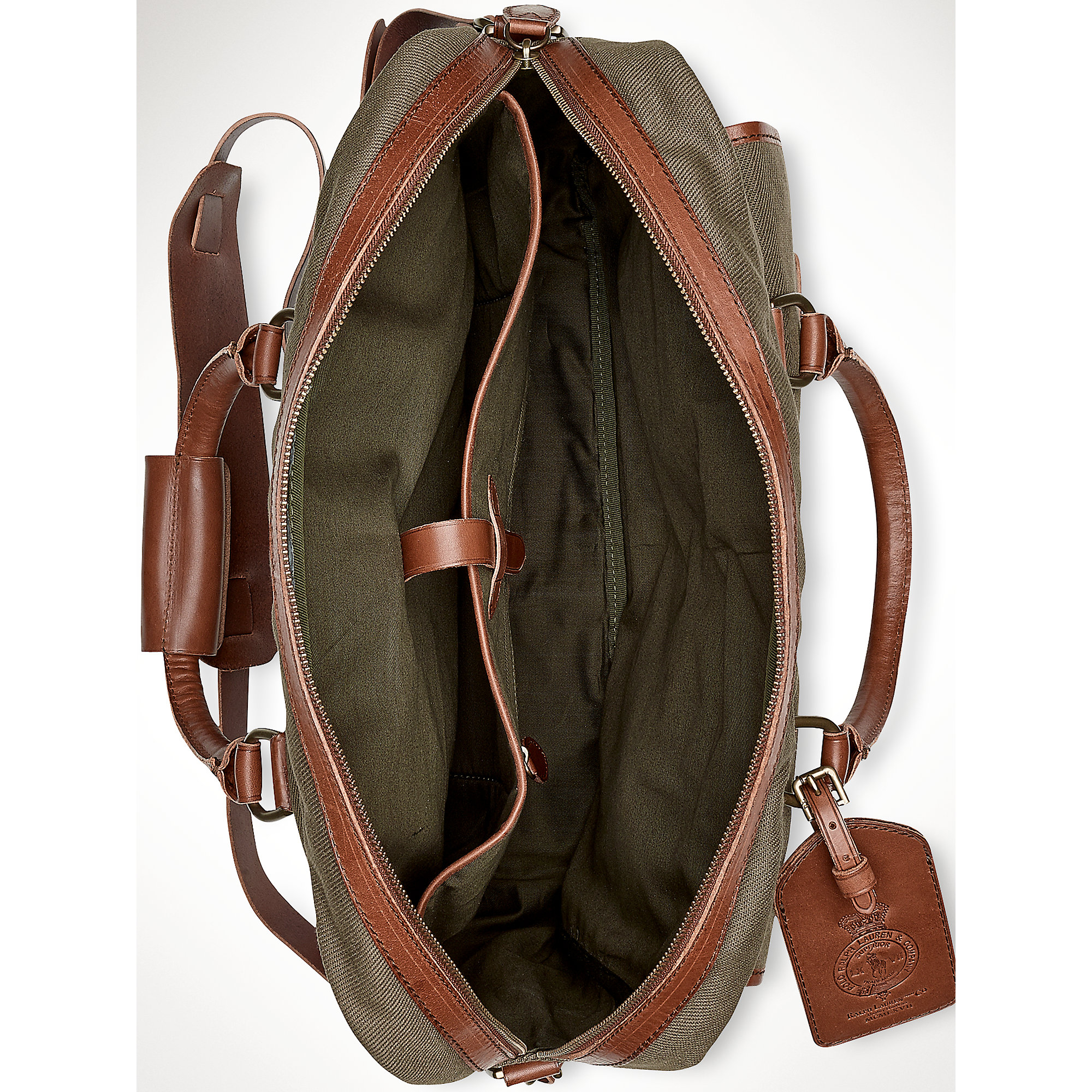 Polo Ralph Lauren Canvas & Leather Commuter Bag in Olive (Green) for Men - Lyst