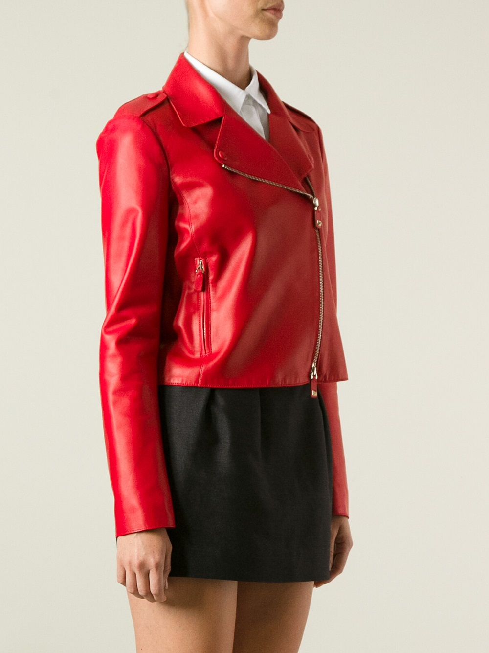Valentino Leather Jacket in Red | Lyst