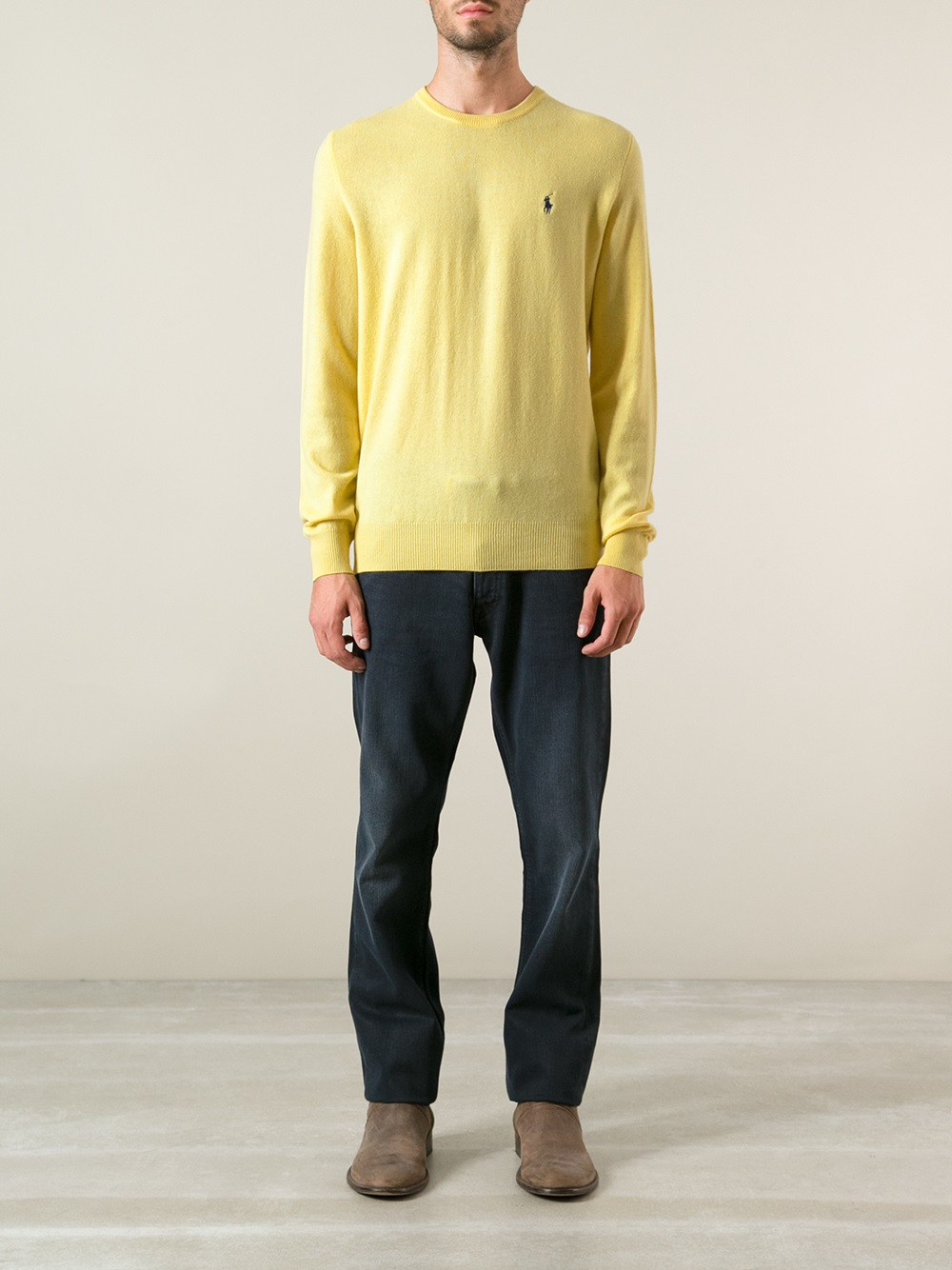 yellow crew neck jumper