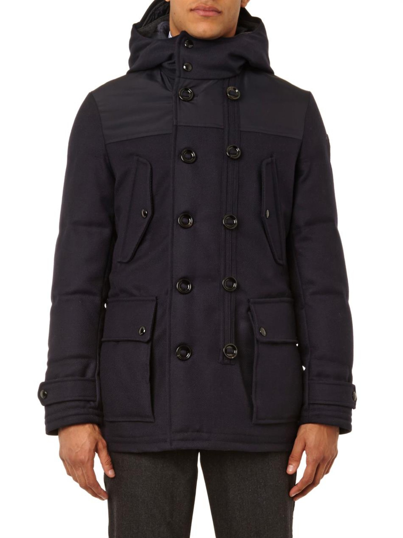 Moncler Wool Peterson Down Duffle Coat in Navy (Blue) for Men Lyst