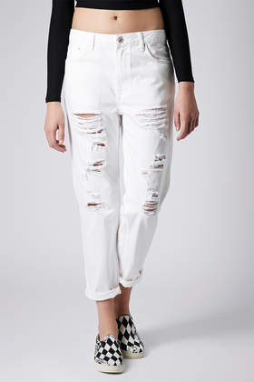 white ripped boyfriend jeans