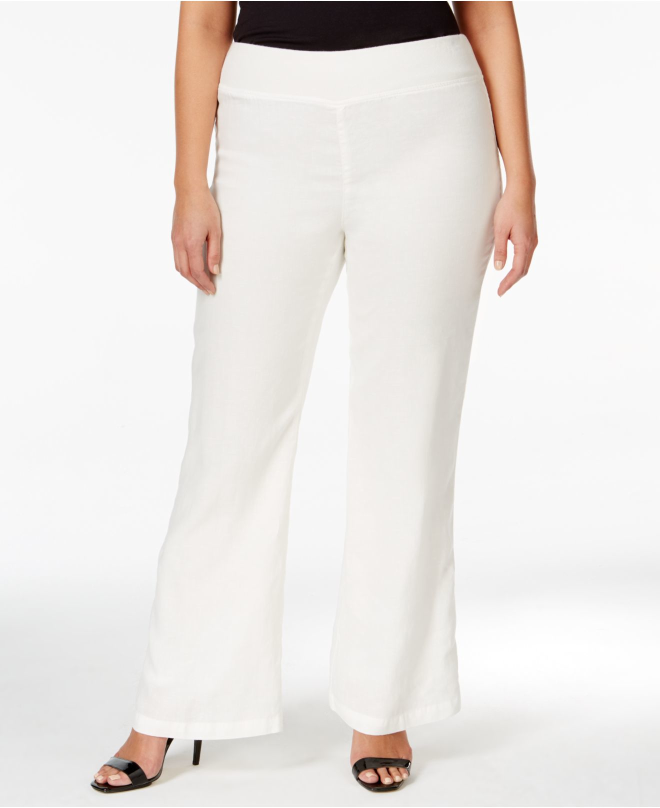 Calvin klein Plus Size Pull-on Wide-leg Linen Pants in White (Soft ...
