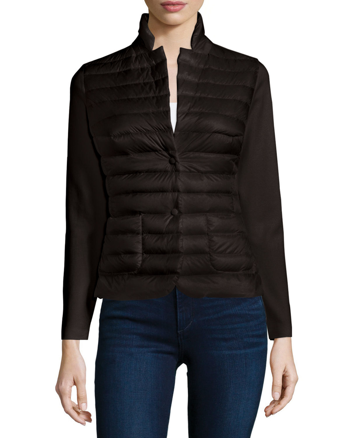 Moncler Knit Blazer With Puffer Front in Black | Lyst
