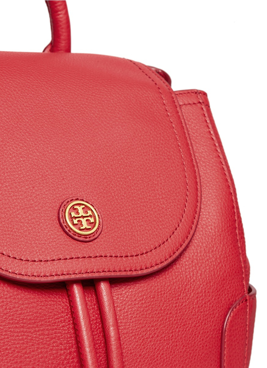tory burch red leather backpack