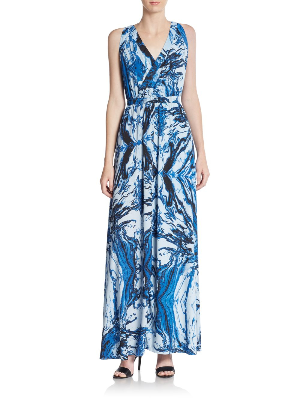 Lyst Saks Fifth Avenue Printed Maxi Dress in Blue