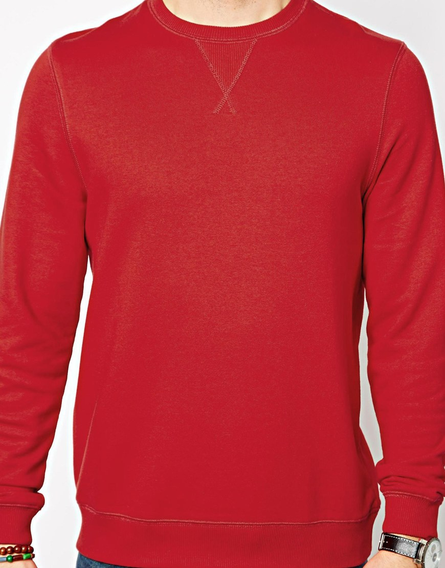 Lyst - Asos Sweatshirt with Crew Neck in Red for Men