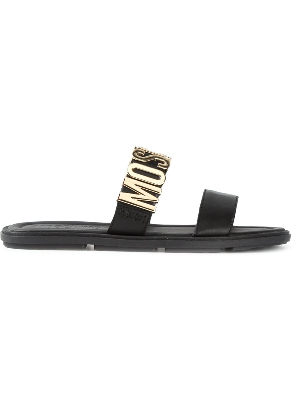 Moschino Logo Plaque Sandals in Black for Men | Lyst