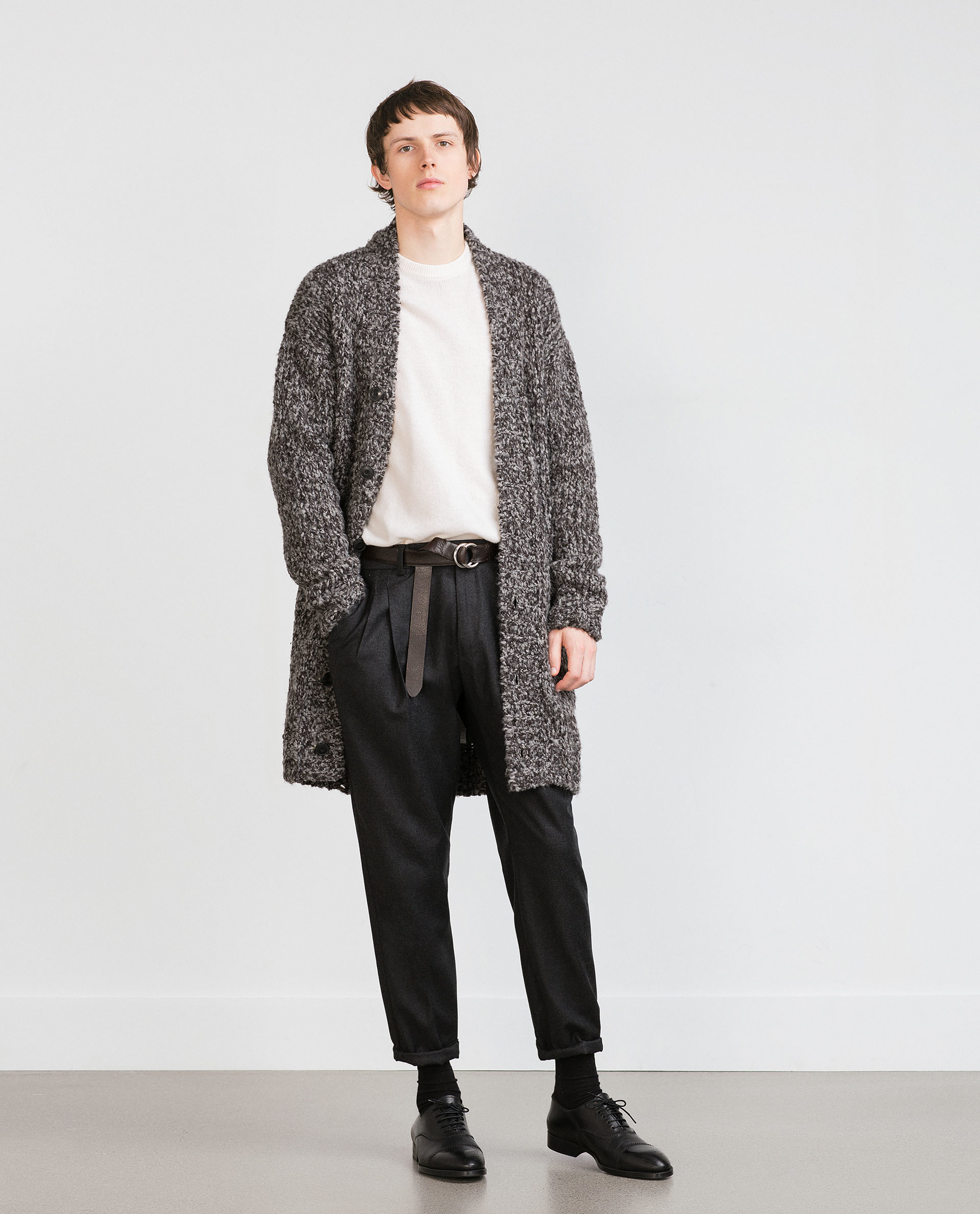 Zara Studio Knit Cardigan in Gray for Men Lyst