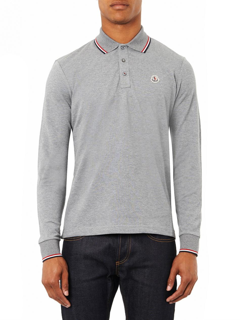 moncler long sleeve polo grey