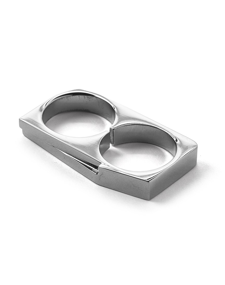 Lyst Vitaly Terra X Stainless Steel Silver 2 Finger Ring in Metallic