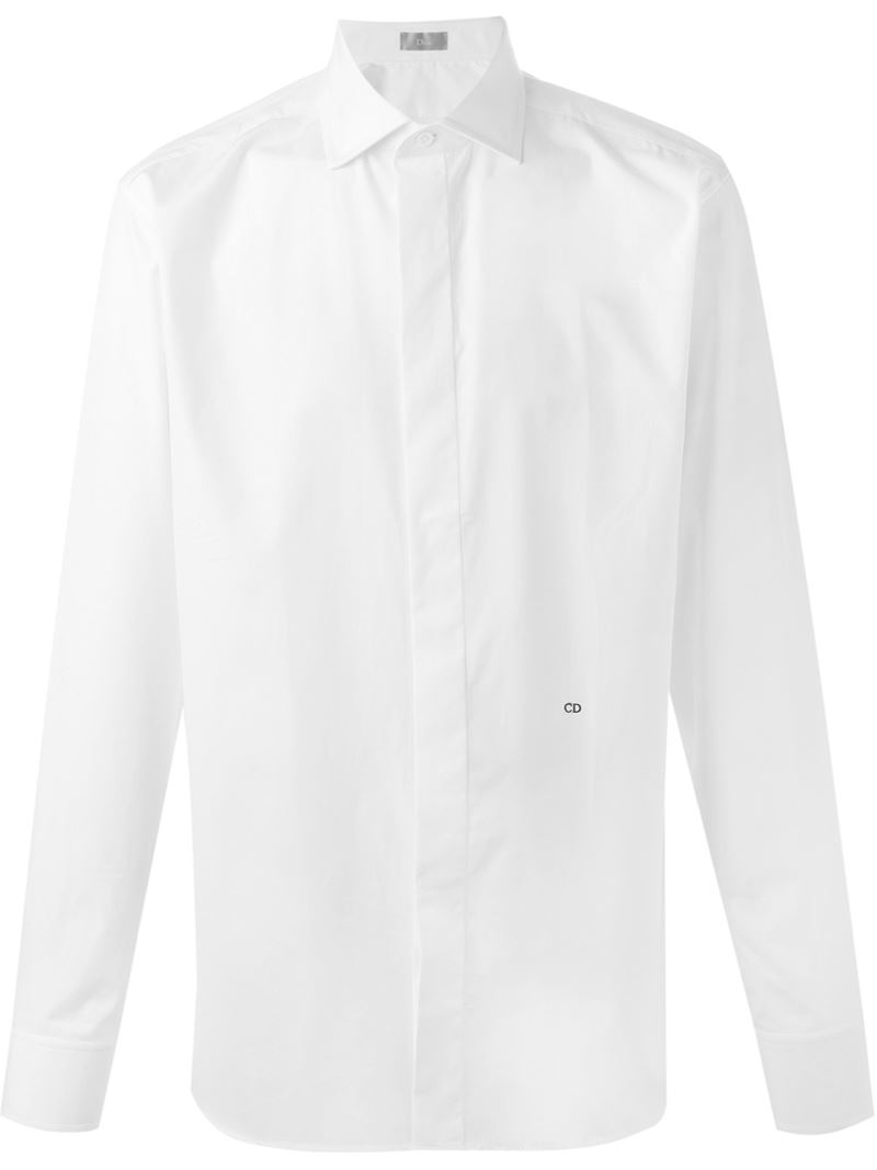 Lyst - Dior Homme Small Logo Embroidery Shirt in White for Men