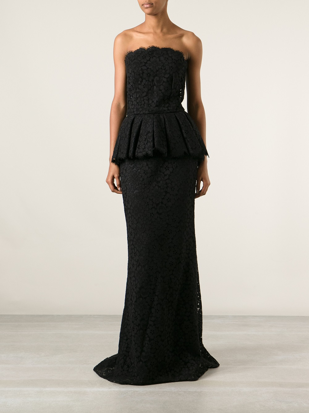 Lyst Dolce Gabbana Peplum Lace Evening Dress In Black Gallery