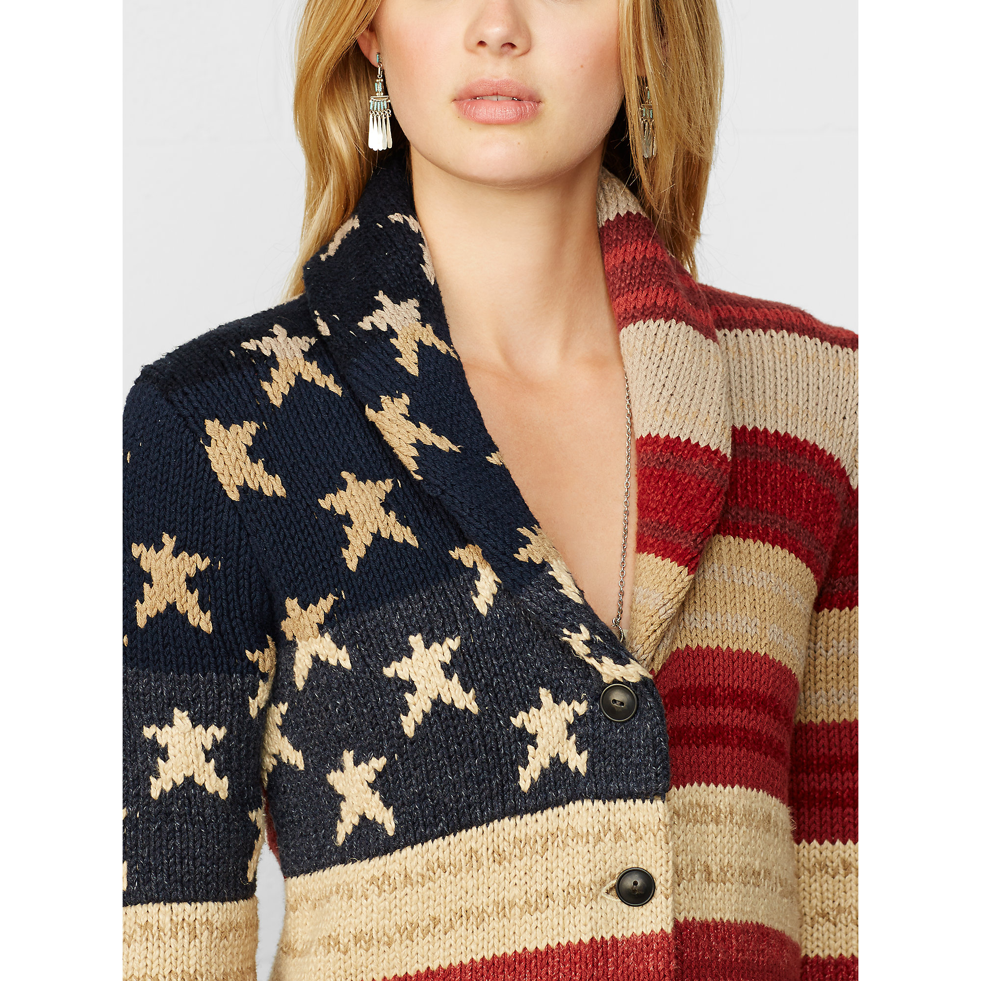 Denim & Supply Ralph Lauren American-flag Shawl Cardigan in Red/Cream/Blue  (Blue) - Lyst