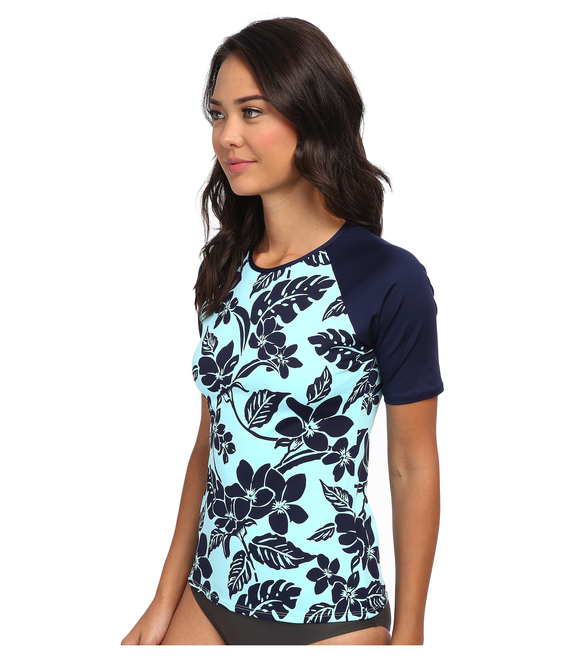 Tommy bahama Stem Floral Short Sleeve Rash Guard Cover-Up in Blue | Lyst