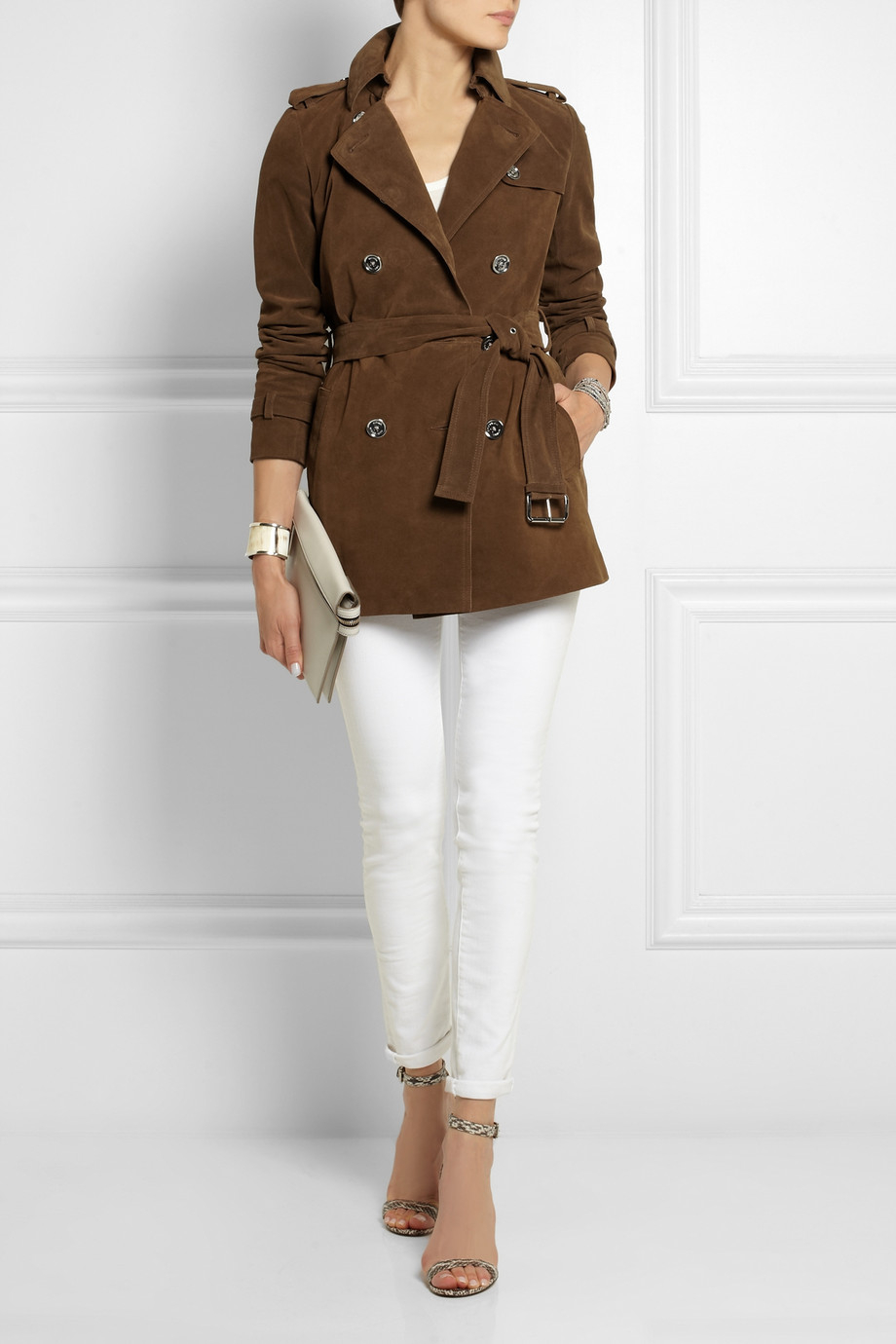 michael kors suede trench coat