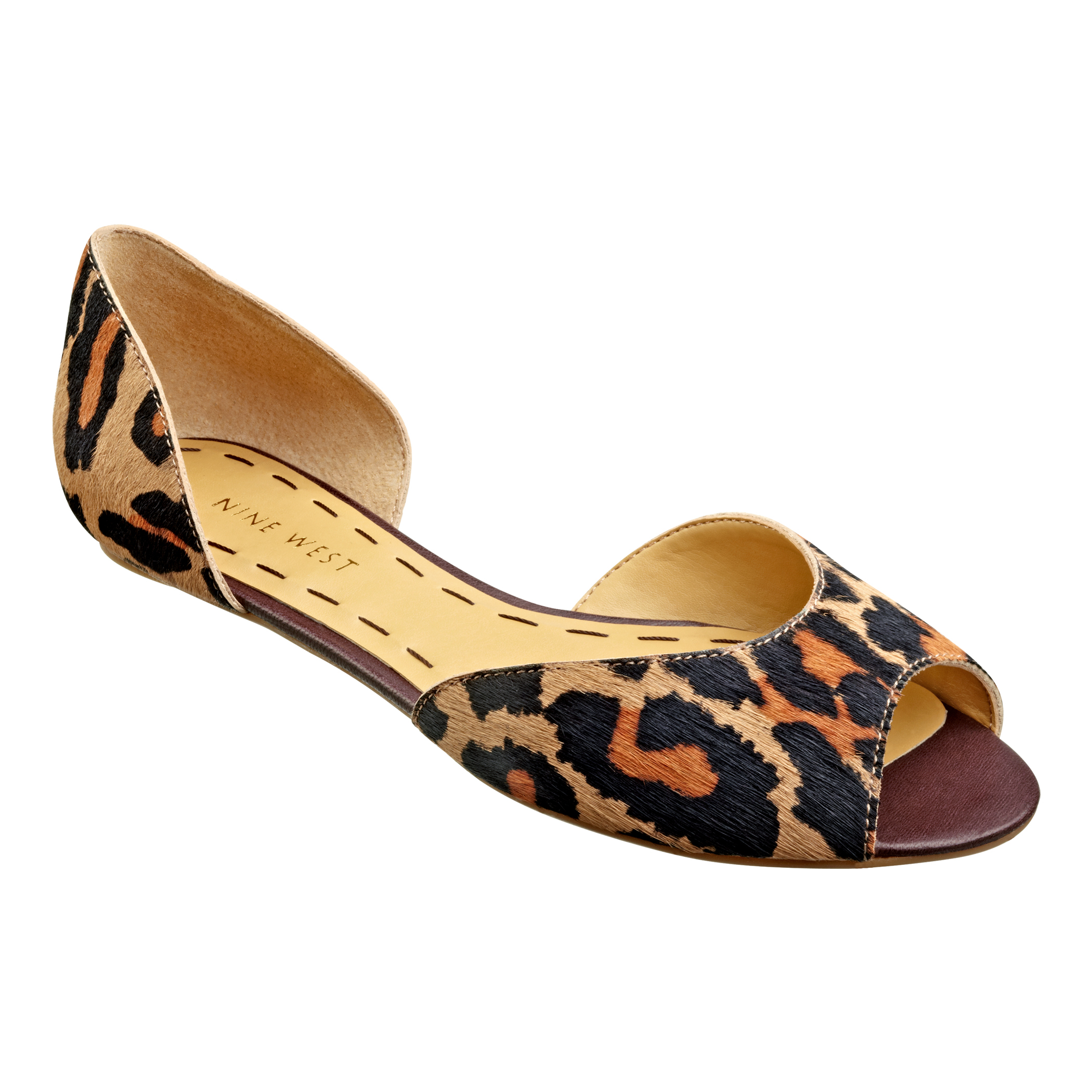 open toe leopard flats