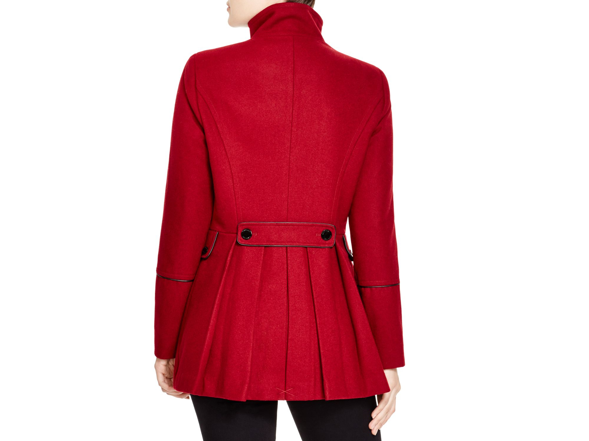 Calvin Klein Military Style Pea Coat in Red - Lyst
