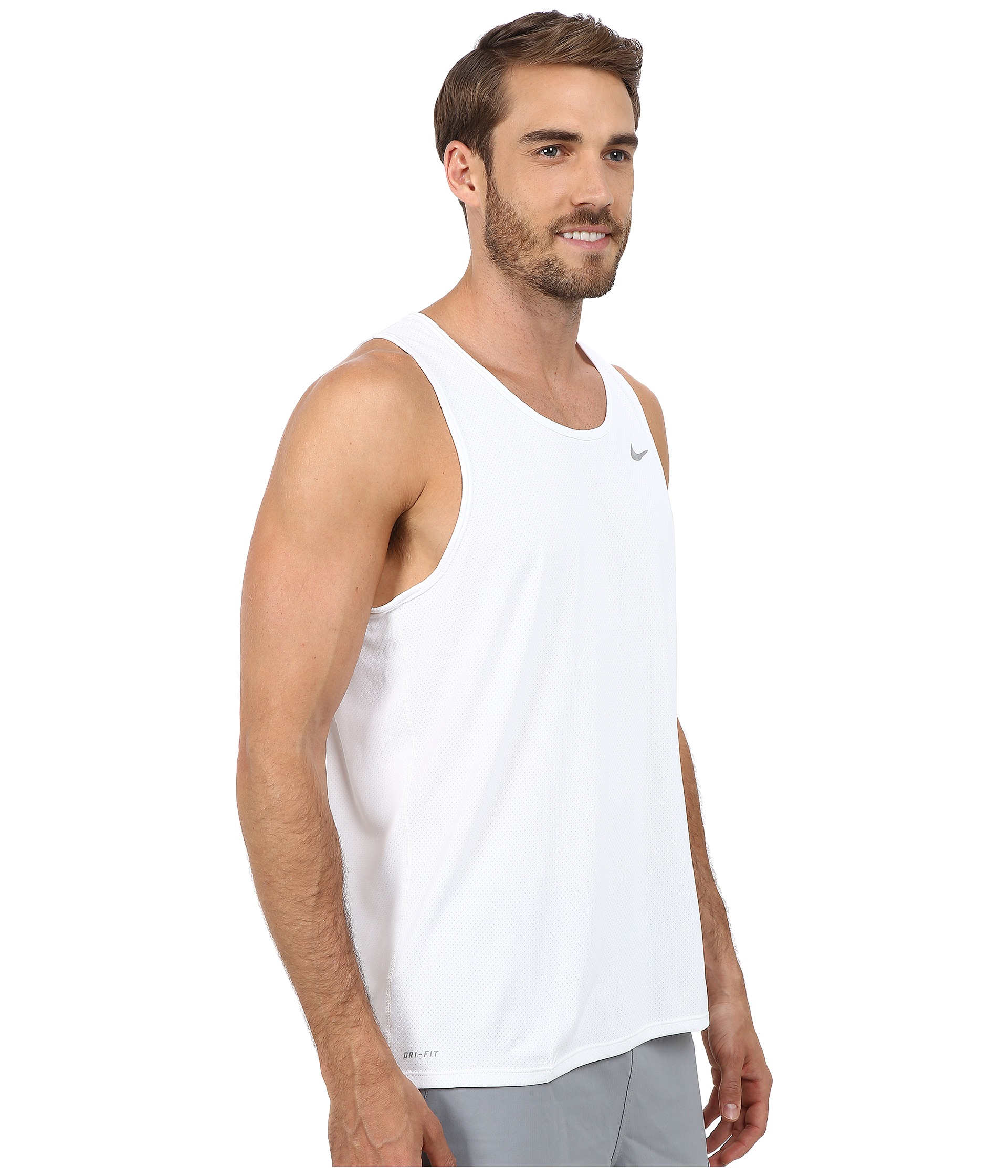Nike Synthetic Dri-fit™ Contour Running Singlet in White for Men - Lyst