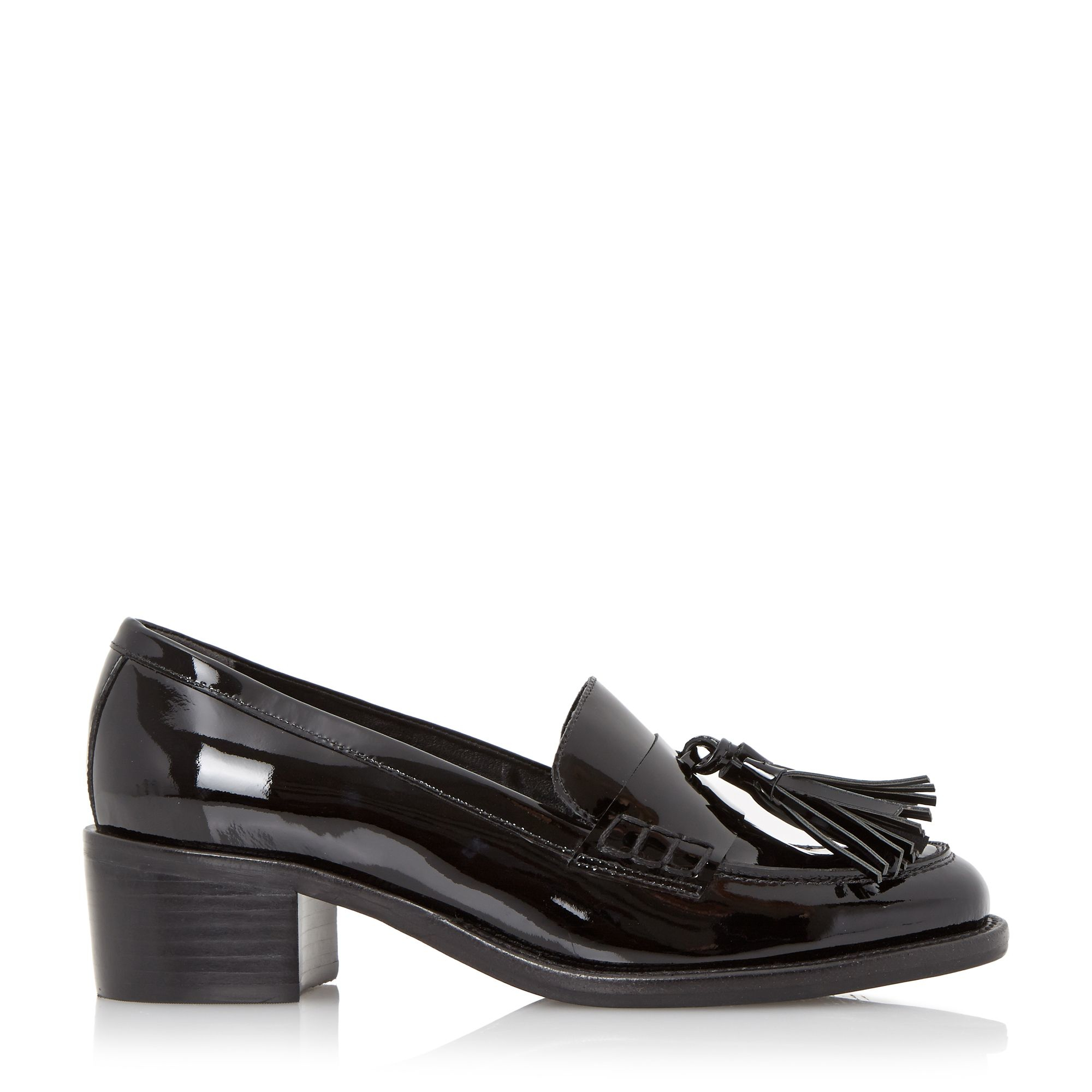 Dune Gloria Mid Heel Block Loafers in Black Patent (Black) Lyst