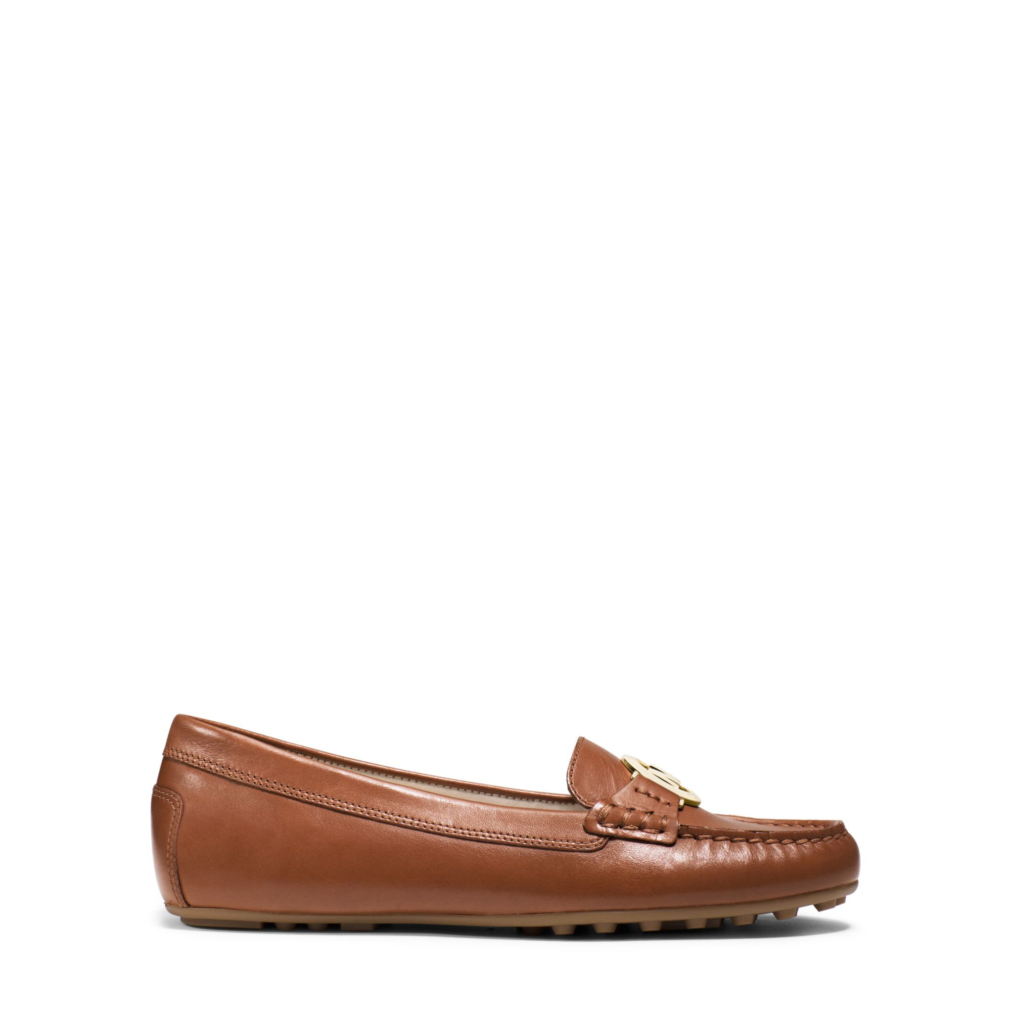 Michael kors Molly Leather Loafer in Brown (LUGGAGE) | Lyst