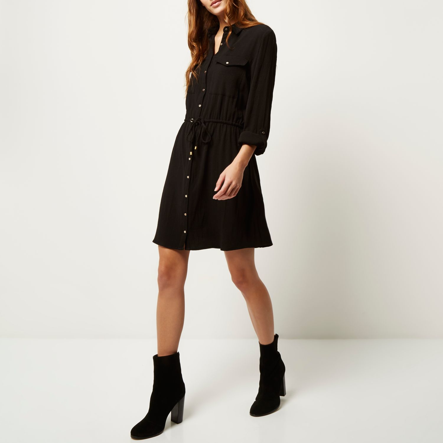 river island black shirt dress