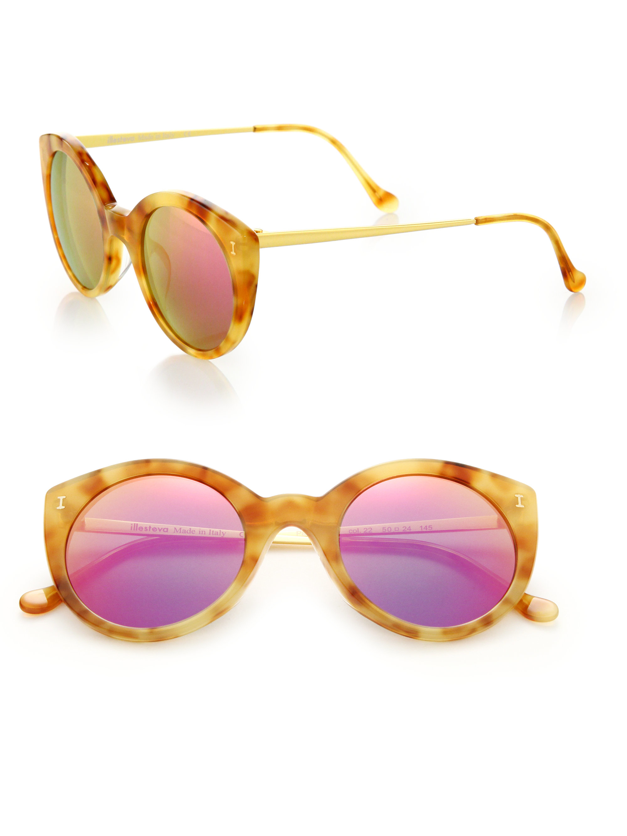 Illesteva Palm Beach 49mm Cat'seye Sunglasses in Animal (amberviolet