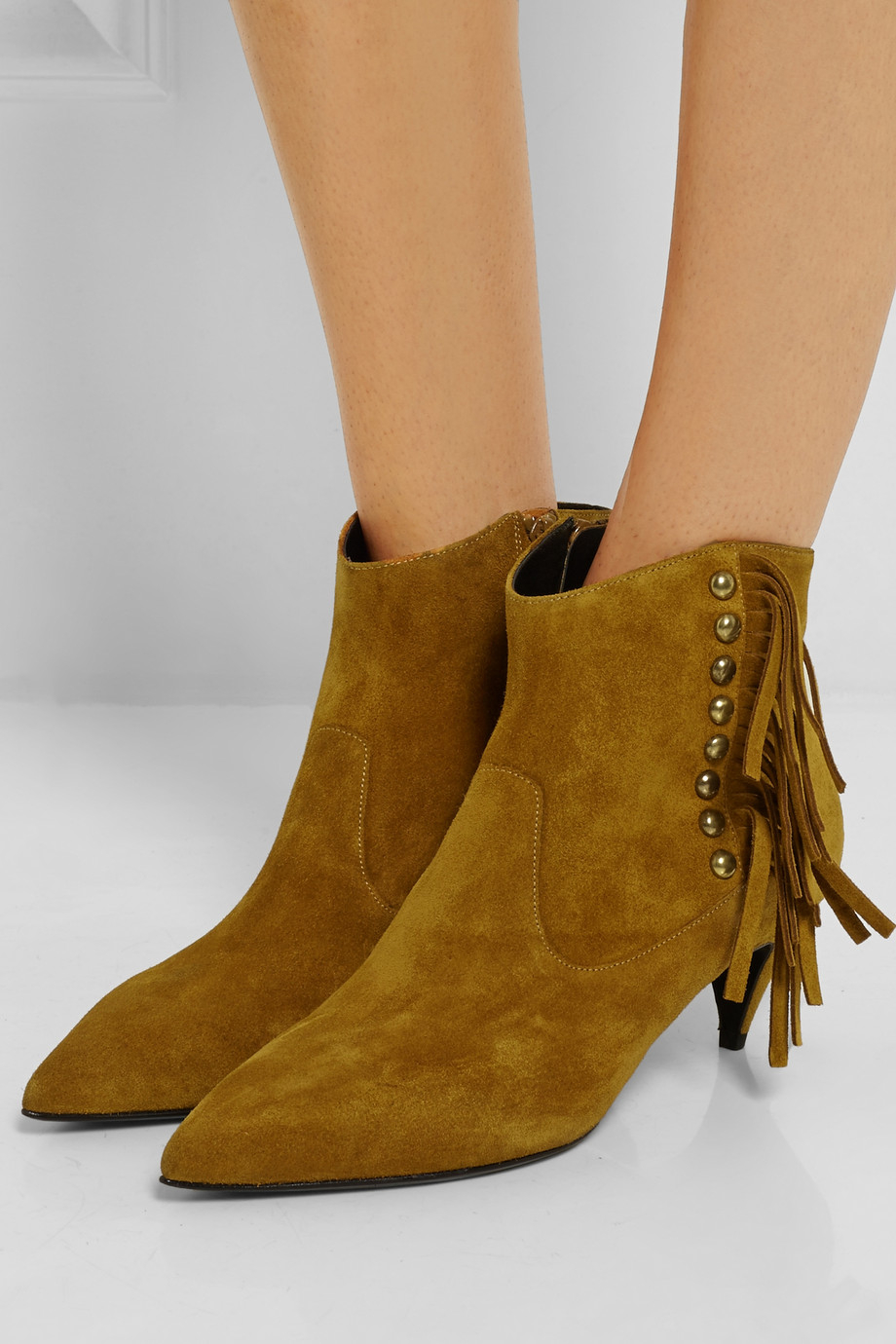 studded suede ankle boots
