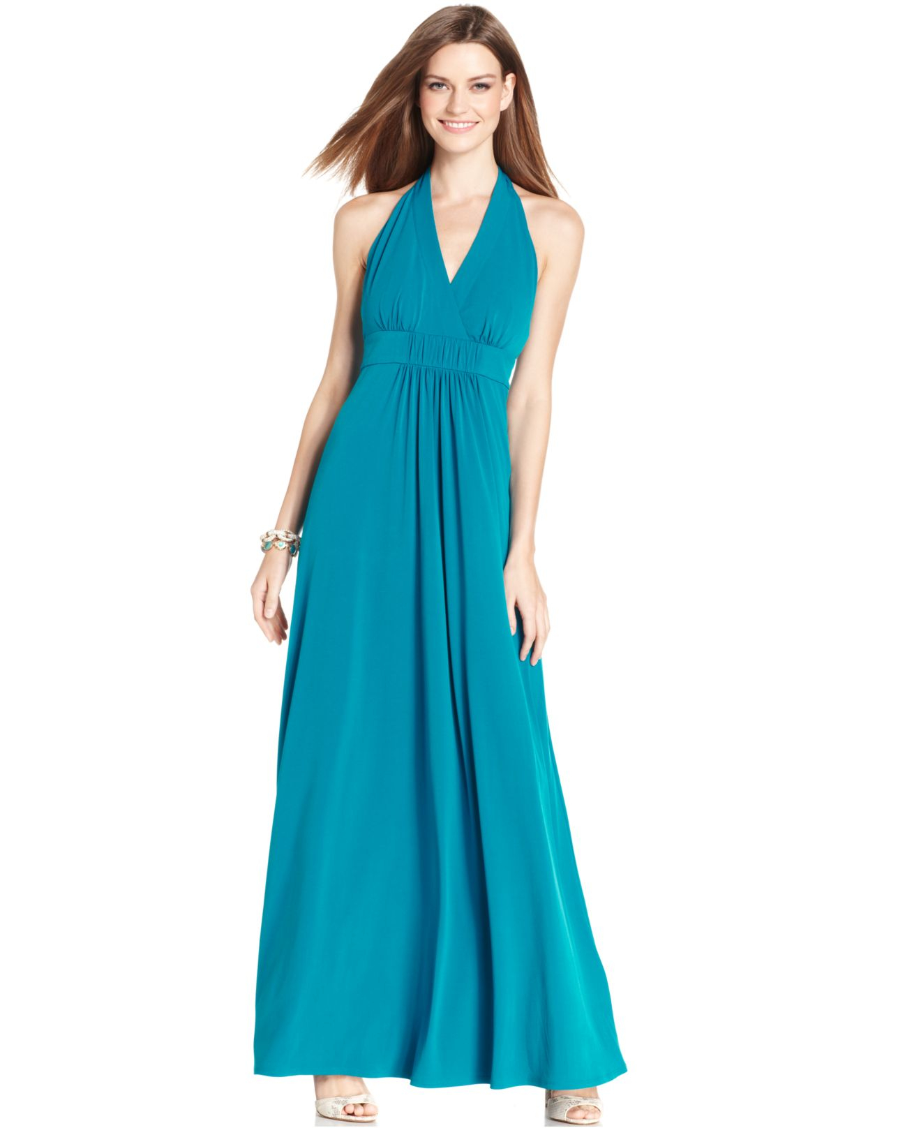 Lyst - Jessica Simpson Sleeveless Halter Maxi Dress in Blue