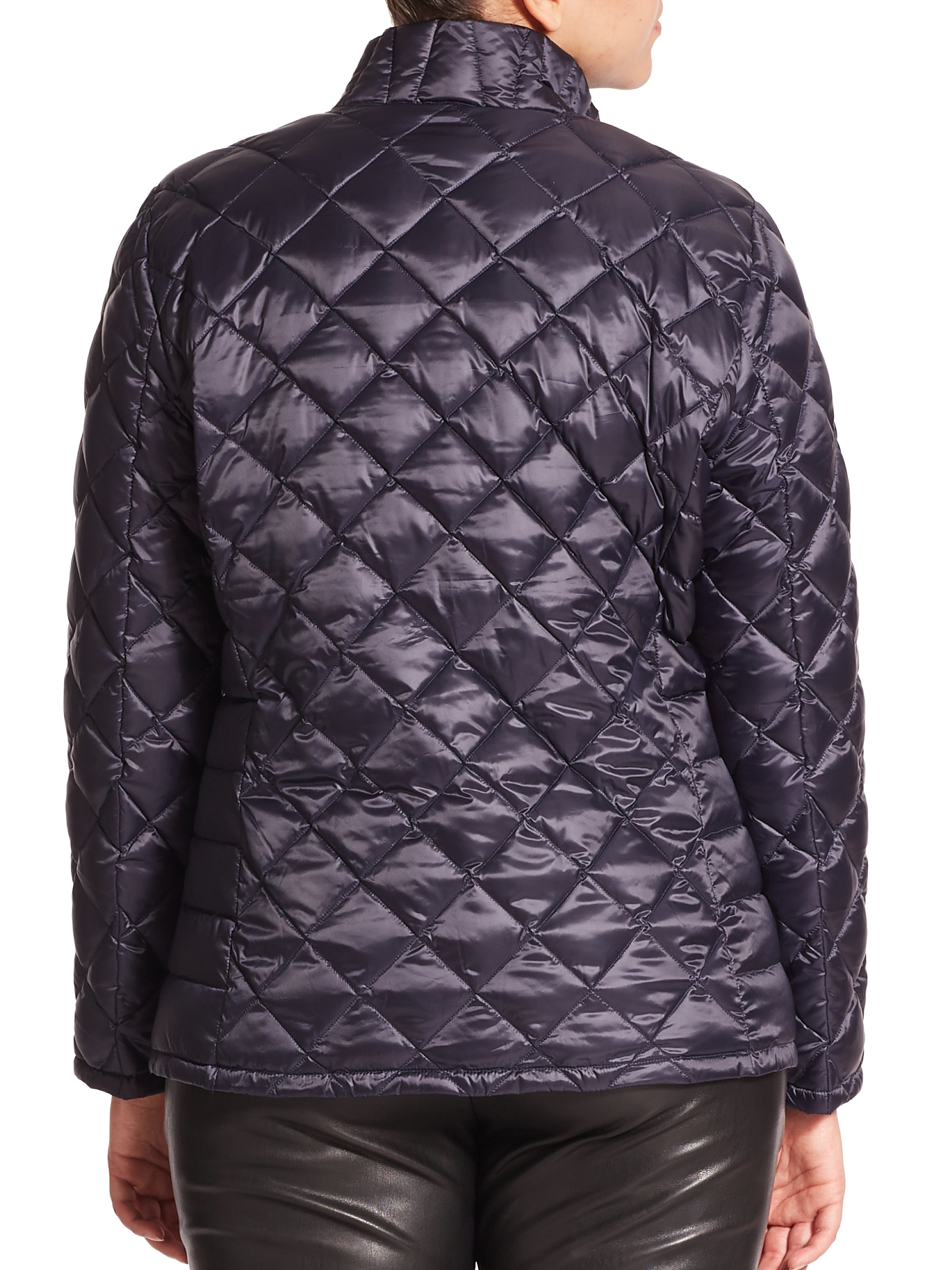 Marina Rinaldi Quilted Puffer Jacket in Navy Blue (Blue) Lyst