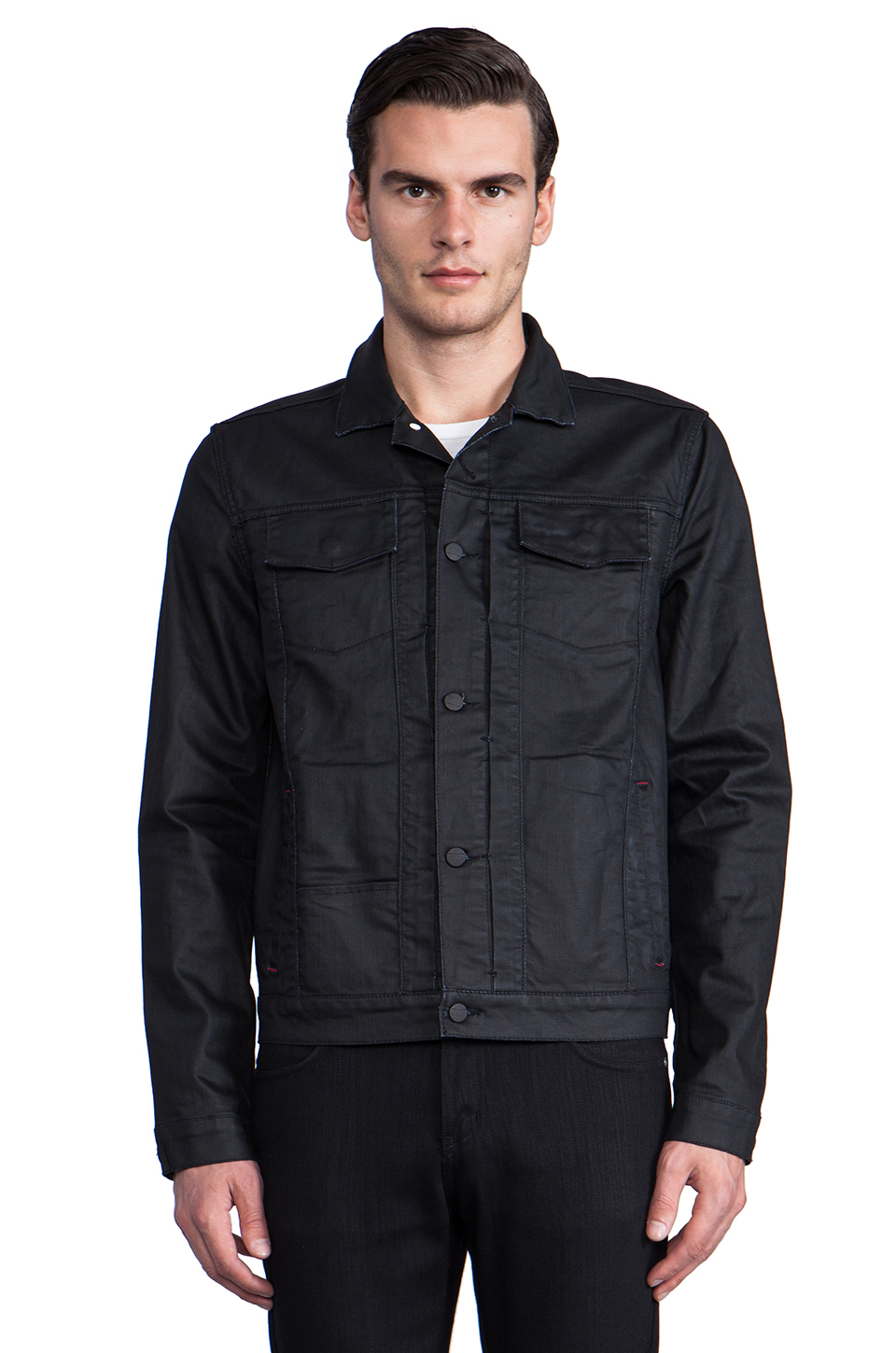 Comune Jay Waxed Denim Jacket in Black for Men | Lyst