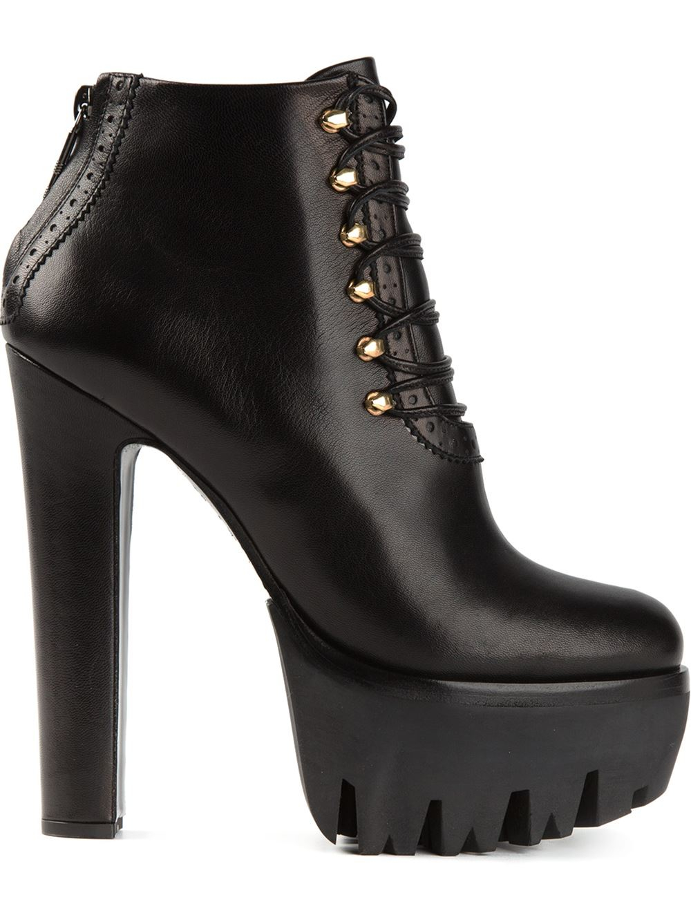 Lyst - Versus Lace-Up Platform Ankle Boots in Black