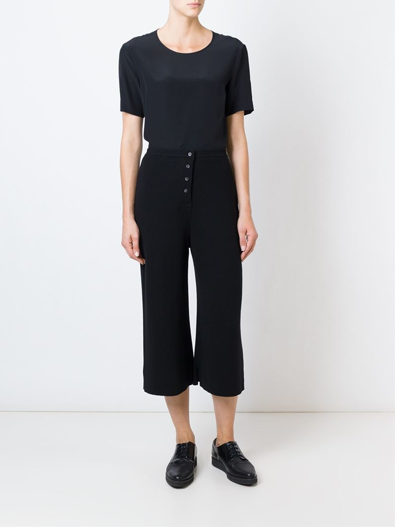 MM6 by Maison Martin Margiela Ribbed Cropped Pants in Black - Lyst