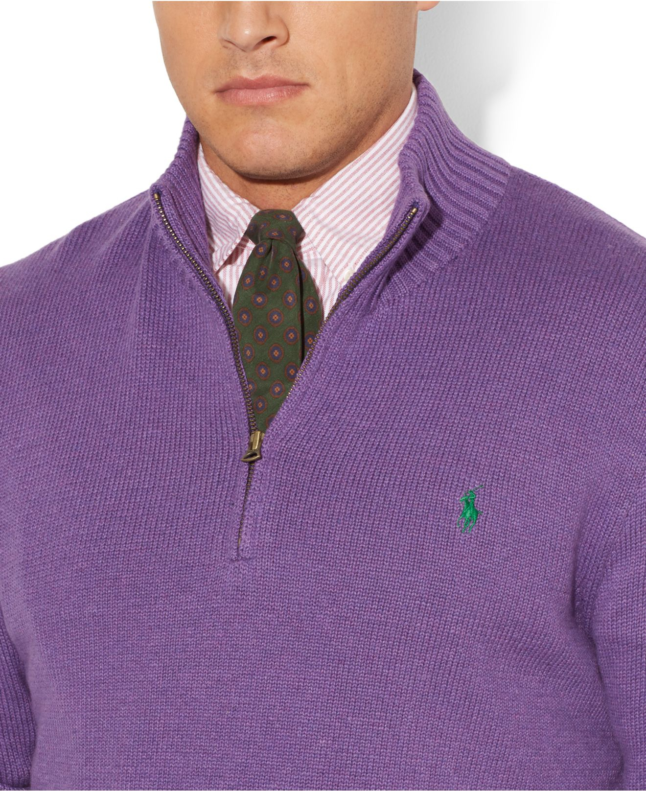 Polo Ralph Lauren Big And Tall HalfZip Mockneck Sweater in Purple for