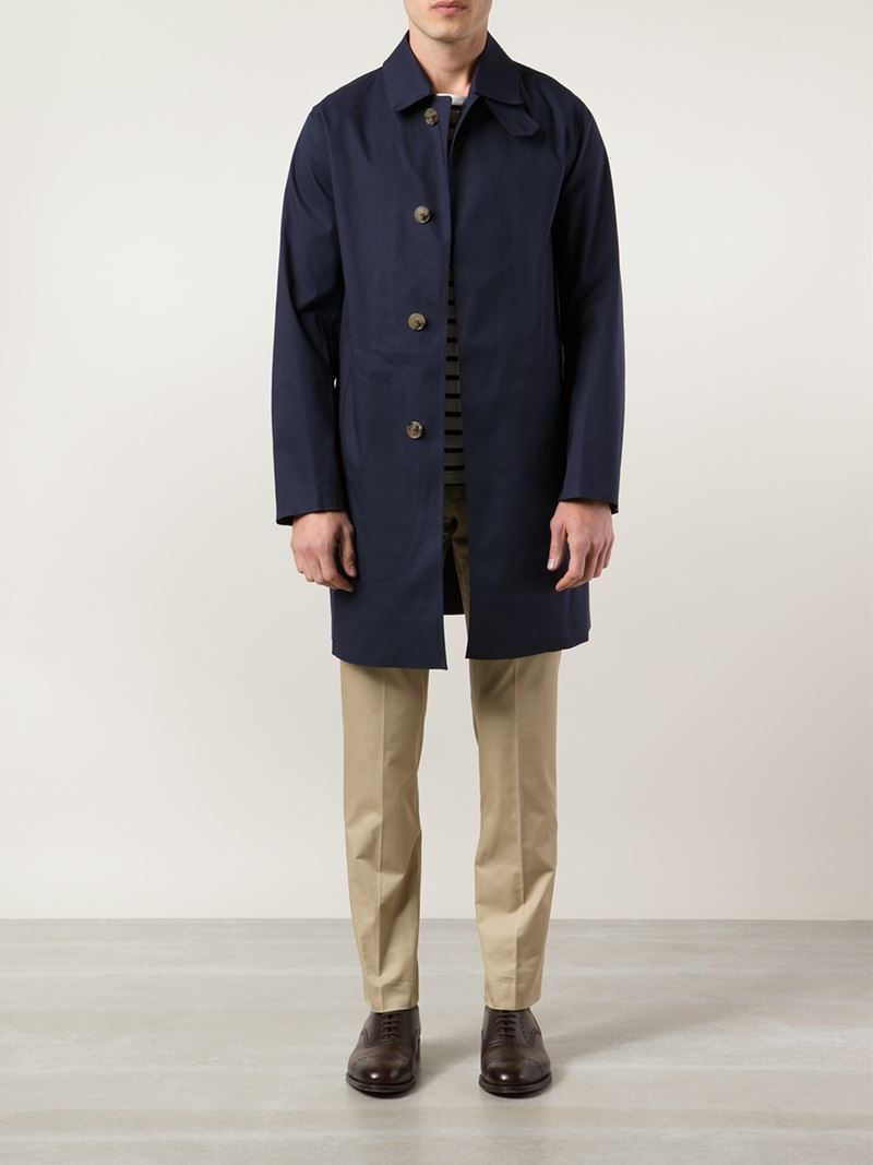 Mackintosh Classic Cotton Raincoat in Blue for Men | Lyst
