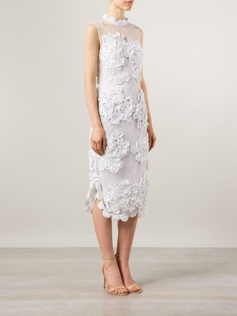 white flower applique dress