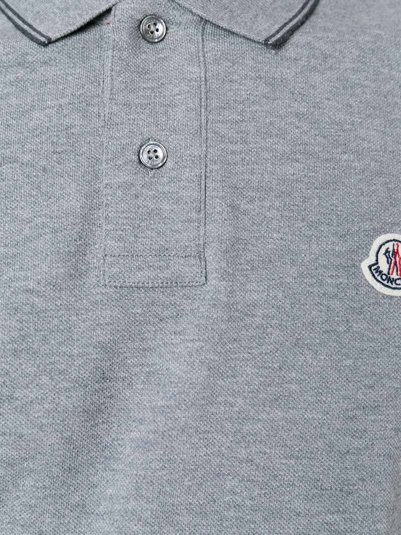 Moncler Long Sleeve Polo Shirt in Grey (Gray) for Men | Lyst